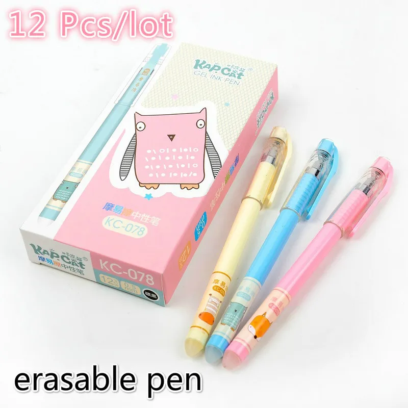 

12pcs/lot 0.38mm Erasable Pen Blue/Black Ink Student Exam Signature Office Writing Supplies Escolar Papelaria Gel Pens Marker