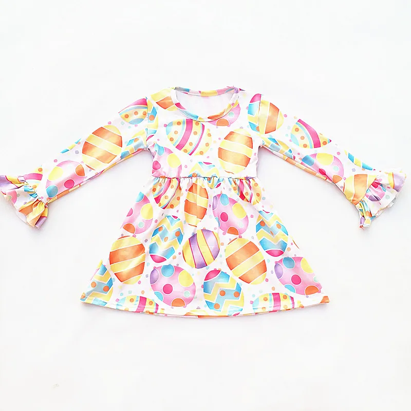 Пасхальное платье для маленьких девочек; Пышное Платье с длинными рукавами из молочного шелка для девочек; платья для девочек с пасхальными яйцами; Пасхальный костюм