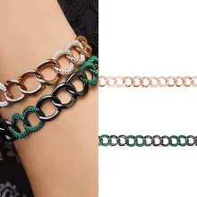 Браслет-цепочка из розового золота и черного цвета для женщин, Стерлинговое Серебро 925 пробы, браслеты-цепочки в стиле рок, monaco bijoux