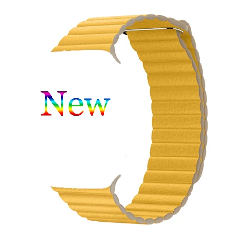 12-Meyer Lemon Кожаный ремешок-петля для apple watch 42 мм 38 мм подлинный ремешок для apple watch 5 4 44 мм 40 мм магнитный браслет correa iwatch 4 3 2 - Цвет ремешка: 12-Meyer Lemon