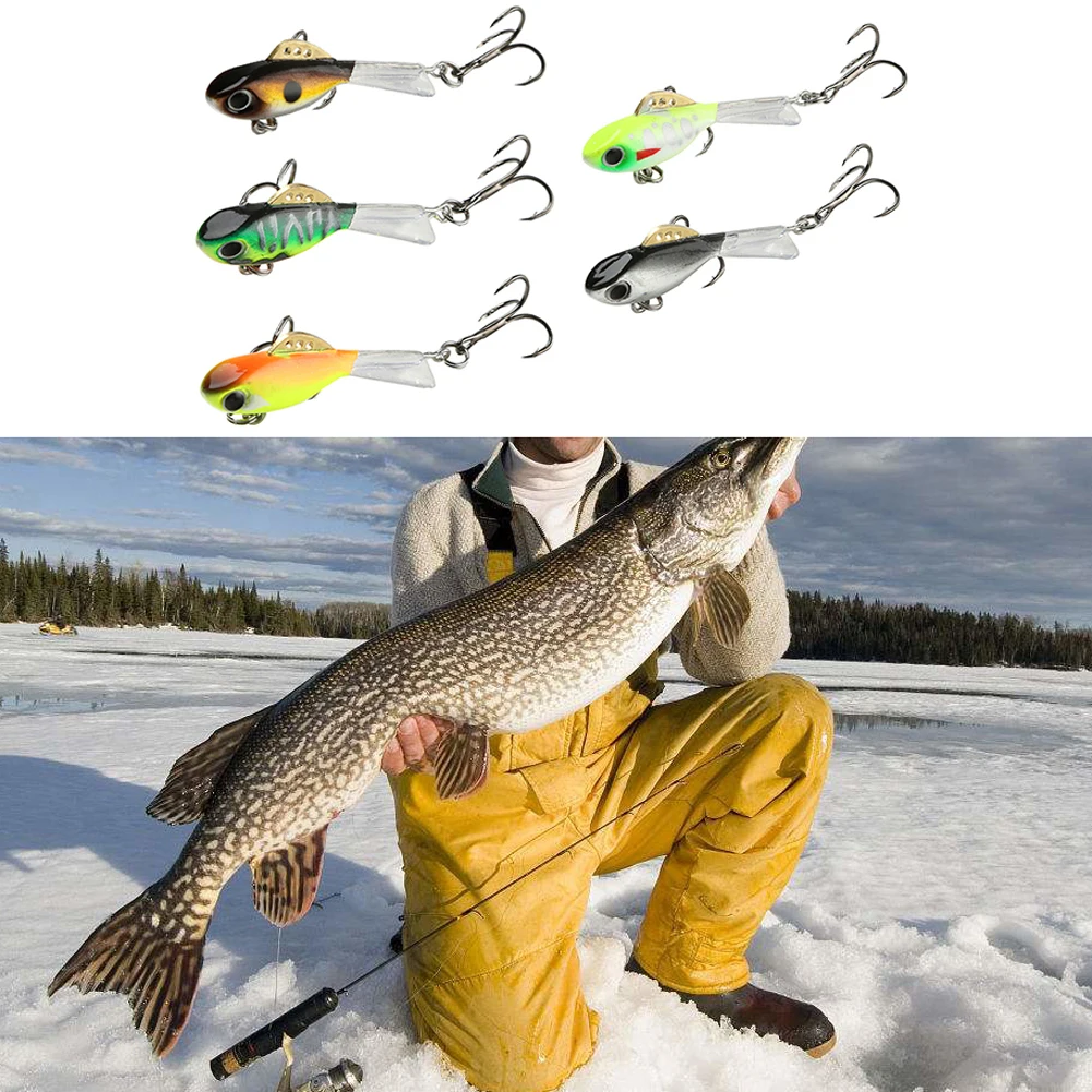 

4.5cm Fishing Lure With Hook Winter Fishing Lure Vib Ice Soft Bait Isca Artificial Plastic Copper Fishing Bait Wobbler Sinking