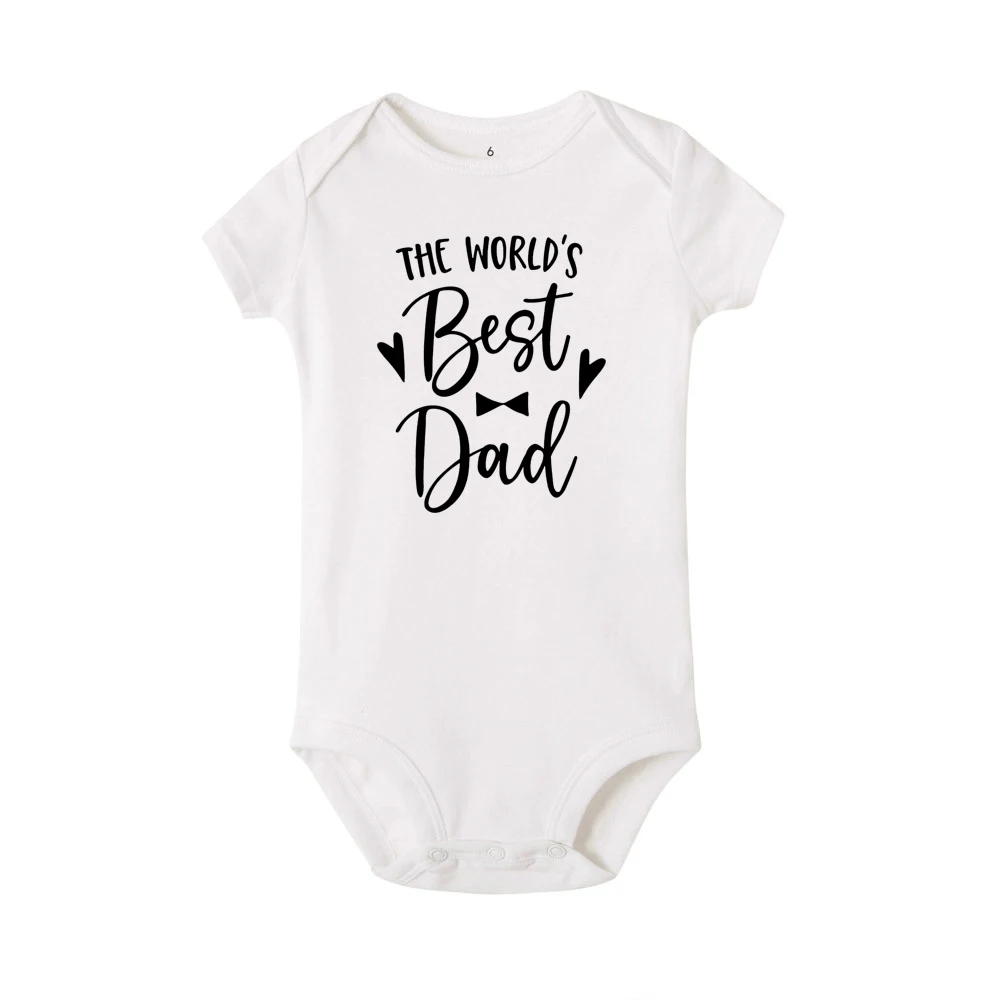Боди унисекс для маленьких мальчиков и девочек с надписью «The World Best Dad», хлопок, с надписью «Happy Birthday Daddy», милые вечерние костюмы для малышей, модная одежда - Цвет: RK93-SRPWH-