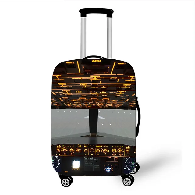 18-32 Inch Aircraft Travel Suitcase Cover Printed plane Elastic Luggage Protective Cover Anti-dust Trolley Case Travel Accessory - Цвет: as pictures