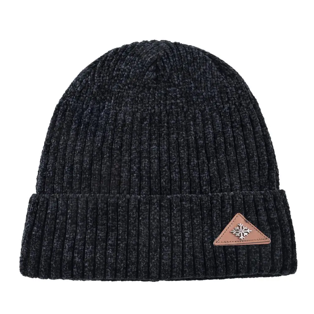 Вязаные шапочки Skullies, мужские зимние толстые вязаные однотонные шапки и шарф, комплекты для мужчин, для улицы, Россия, зимние шапочки, теплый лыжный комплект - Цвет: Black Hat