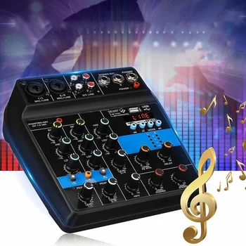 

Portable 4 Channels Usb Mini Sound Mixing Console o Mixer Amplifier Bluetooth 48V Phantom Power For Karaoke Ktv Match Part U