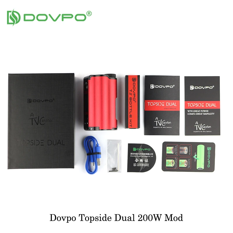Электронная сигарета DOVPO Topside Dual 200 Вт вейп мод Top Fill TC Squonk 10 мл питание от двух