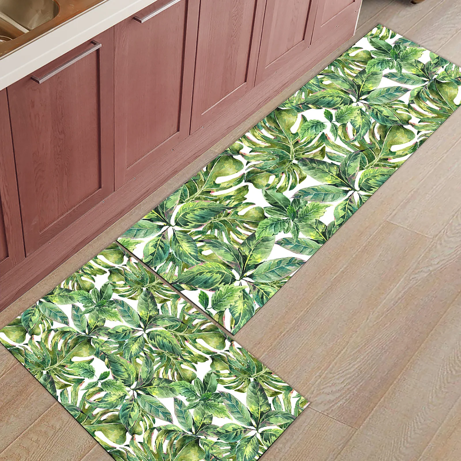 Tropical Plant Leaves Palm Leaves Kitchen Mat Home Floor Mat Bathroom Indoor Doormat Anti Slip