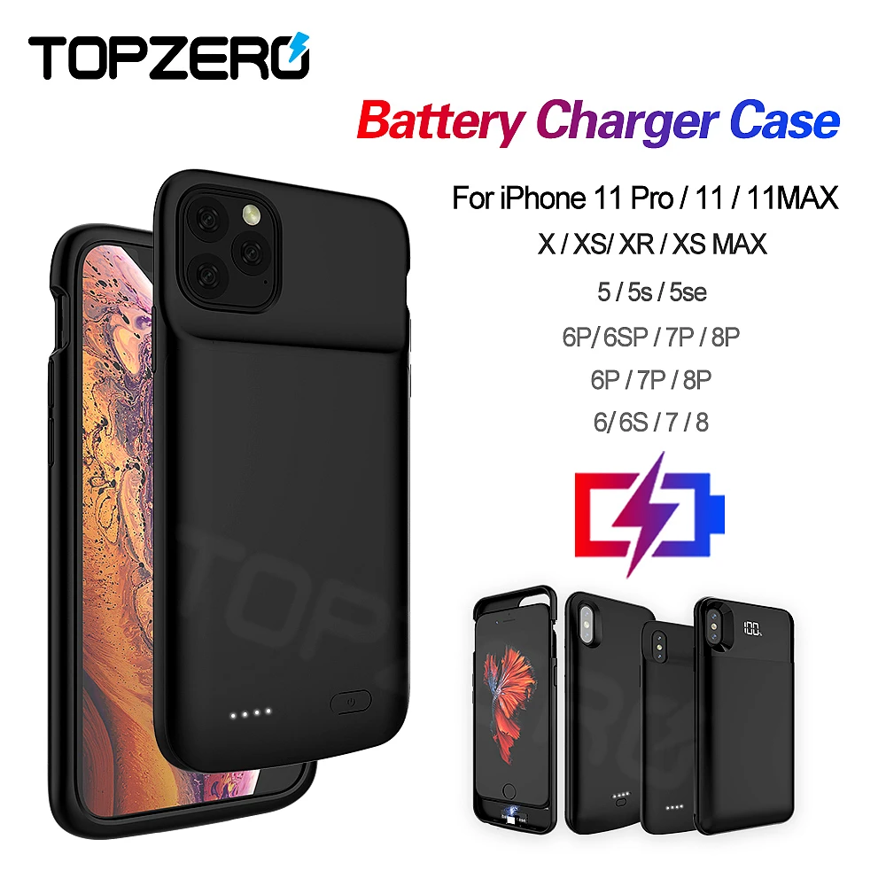 Battery Case For iPhone 5 5S SE 6 6S 7 8 Plus Powerbank Charging Case For iPhone X XS XR XS MAX 11 Pro MAX Battery Charger Case Battery Case For iPhone 5 5S SE 6 6S 7 8 Plus Powerbank Charging Case For iPhone X XS XR XS MAX 11 Pro MAX Battery Charger Case