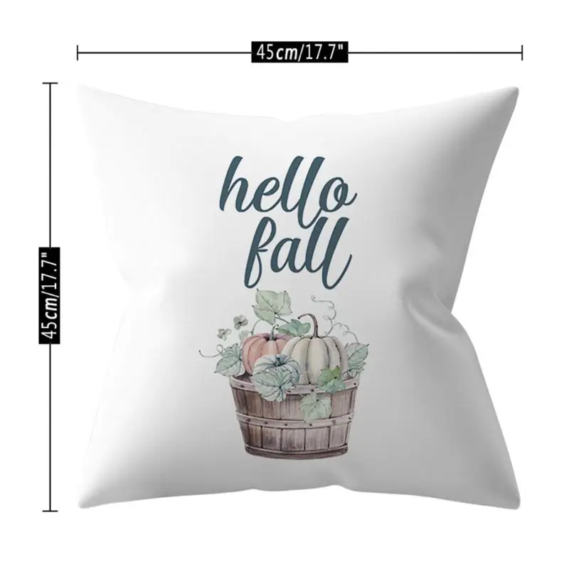 4PCs Throw Pillow Happy Fall Yall Pumpkin Halloween Thanksgiving Decoration Cotton Blend Cushion Cover