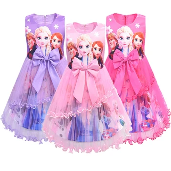 

ICE SNOW QUEEN 2 Elsa Anna Dresses For Girls Birthday Gift Costume Party Princess Tutu Lace Girls Dress Children Clothing