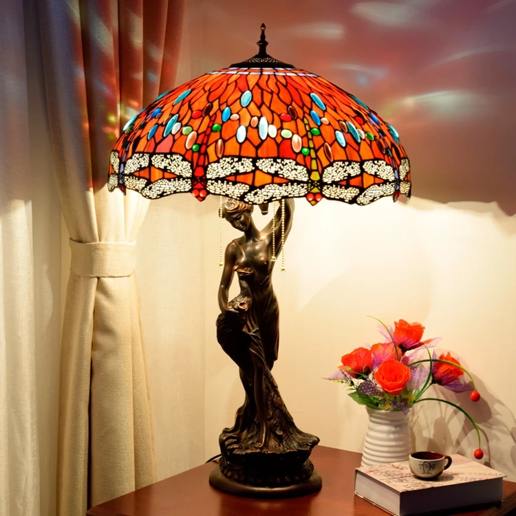red tiffany table lamps