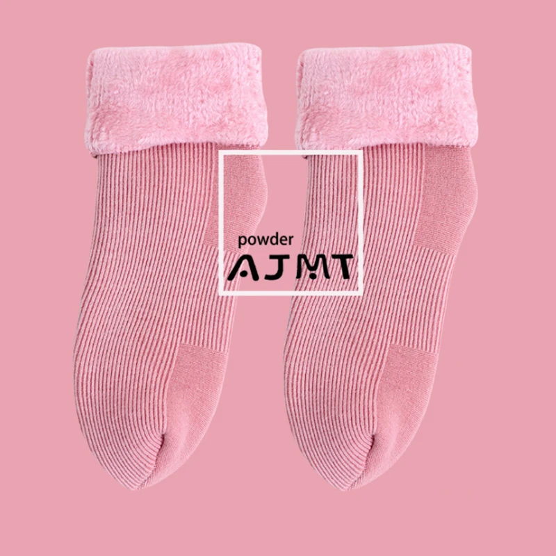Solid pink Зимние гольфы для малышей теплые хлопковые носки для маленьких девочек и мальчиков детские бархатные толстые теплые модные носки новые аксессуары для малышей - Цвет: Solid pink