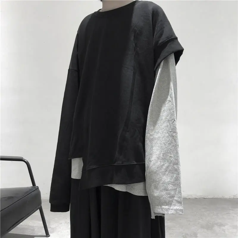 XITAO Black Irregular Sweatshirt Women Clothes Pullover Korea Fashion Elegant Small Fresh Casual Style Sweatshirt WQR1857