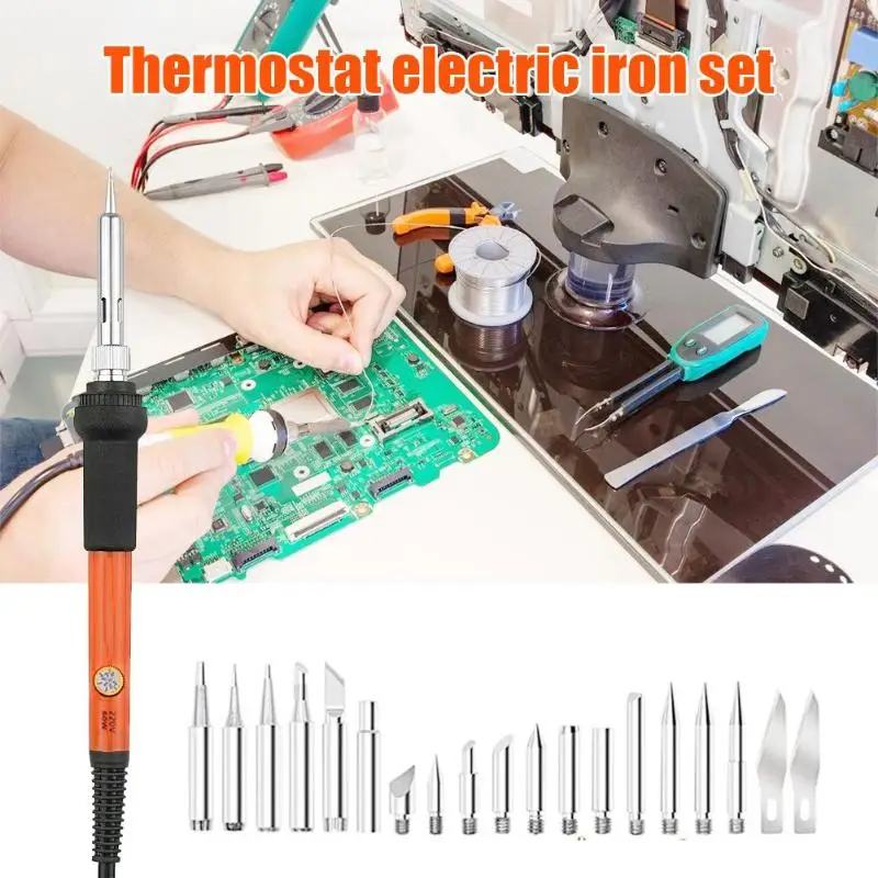 72pcs Adjustable Temperature Electric Soldering Iron Burning Welding Kits New 220V 110V 60W Welding Solder Rework Station Tool