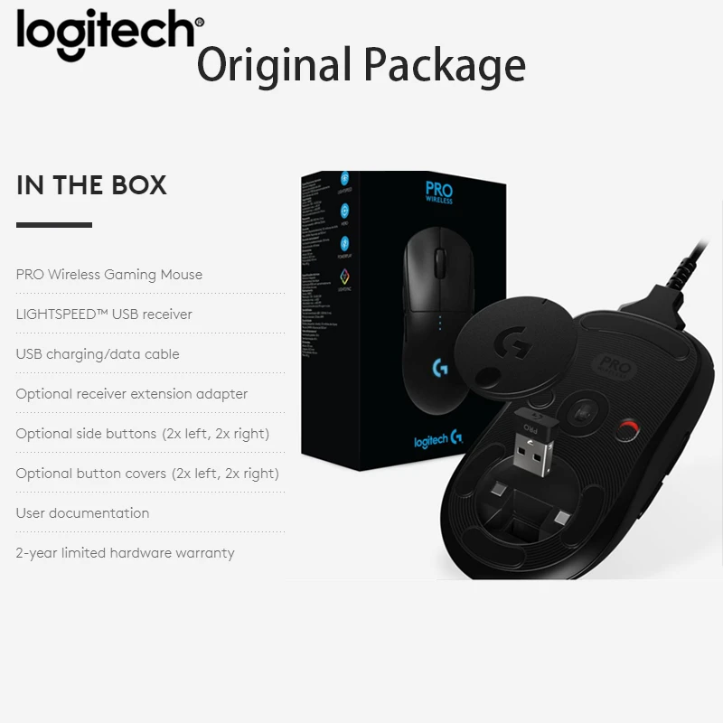 Беспроводная игровая мышь logitech G PRO RGB с двойным режимом с датчиком HERO 16000 dpi LIGHTSPEED Laser Gamer mouse 8 программируемых кнопок