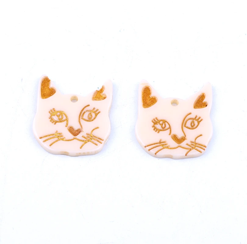 5pcs New Gothic Cat Head Acrylic Charms Earring Findings France Cat Eardrop Bracelet Necklace Pendant Diy Accessory Jewelry Make