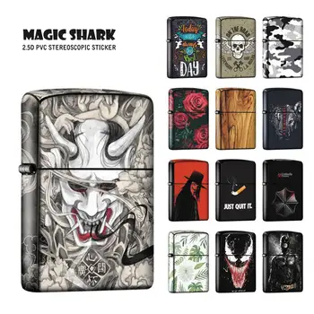 

Magic Shark Leaf Vendetta Wolf Skull Rabbit Devil Batman Venom Stereo Film Cover Sticker Case for Zippo Lighter