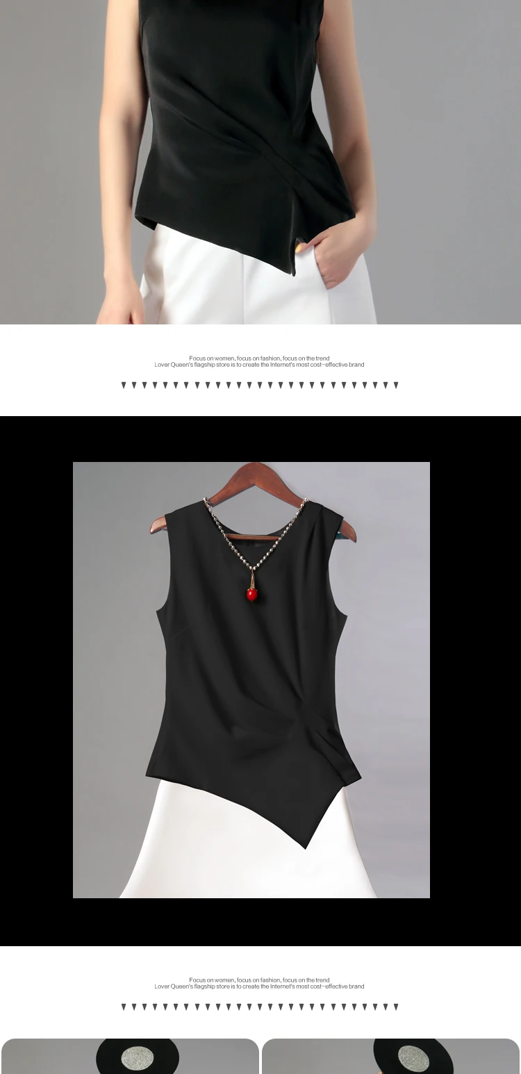 Модная новинка, модная шифоновая футболка с асимметричным Hemline для женщин, весенне-летние женские топы черного, белого и красного цвета, Vestido YG211