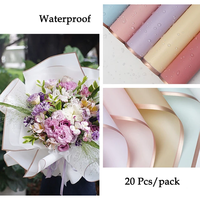 Korean Flower Waterproof Wrapping Paper Packaging Gift Wrapping Solid Color Florist  Wrapping Paper Flower Bouquet Supplies 20pcs