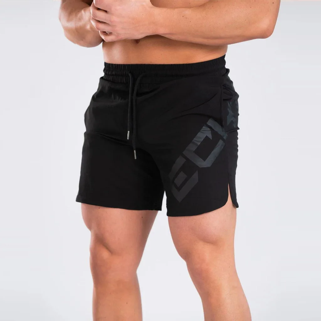 Mens Shorts Fitness Bodybuilding Quick-Dry Letter Print Big Casual
