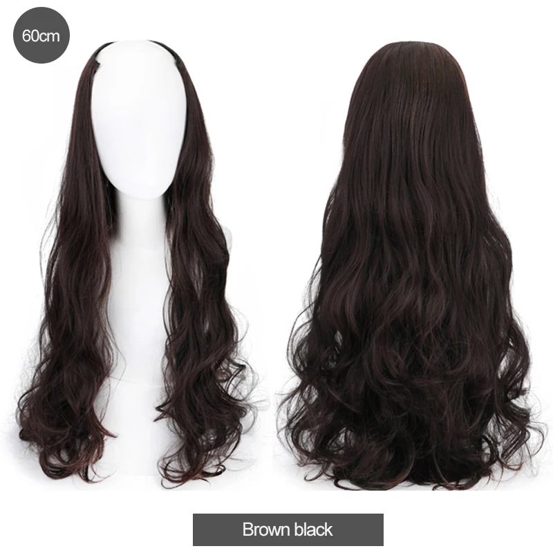 DIFEI Synthetic U Clip In One Piece Hair Extension Long Wavy Half Wig Hair Extension Natural Brown Hair Piece For Women Use DIFEI Synthetic U Clip In One Piece Hair Extension Long Wavy Half Wig Hair Extension Natural Brown Hair Piece For Women Use