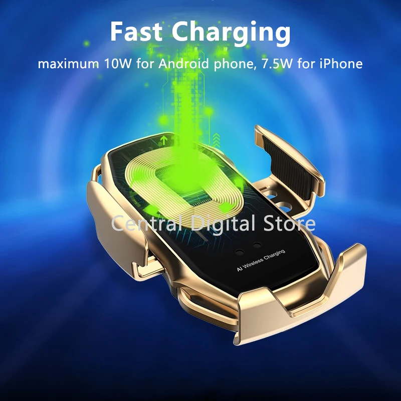 Wireless Car Charger Holder Automatic Clamping 10W Qi Fast Charging Smart Sensor Car Air Vent Mount Wireless Phone Charger Stand