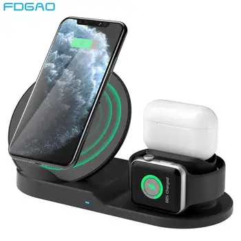 

FDGAO 10W Wireless Charger Station USB C 3 in 1 Fast Charging Stand for Apple Watch 5 4 3 2 1 Airpods Pro For iPhone 11 XS XR X