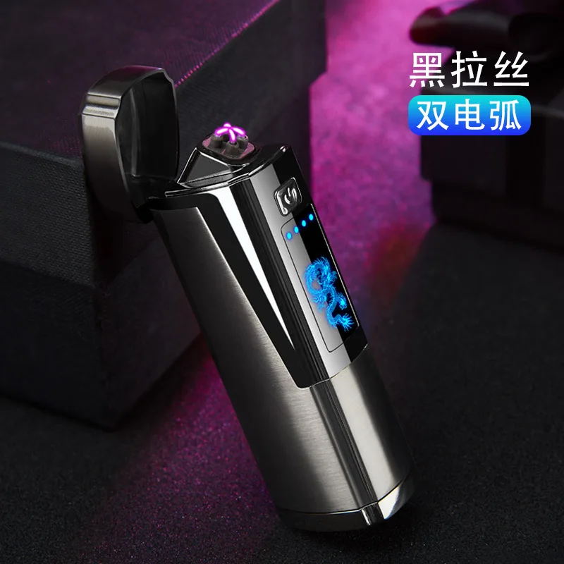 Новая плазменная Зажигалка Three Crose Arc, большая огневая мощь, электрические USB зажигалки для свечей, сигаретная зажигалка, перезаряжаемая, ветрозащитная - Цвет: 2-black-lattic