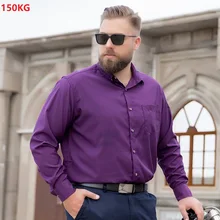 Большие размеры 7XL 8XL 9XL 10XL 11XL 12XL мужская деловая рубашка с длинными рукавами офисная рубашка фиолетовая Свадебная футболка оверсайз красная 58