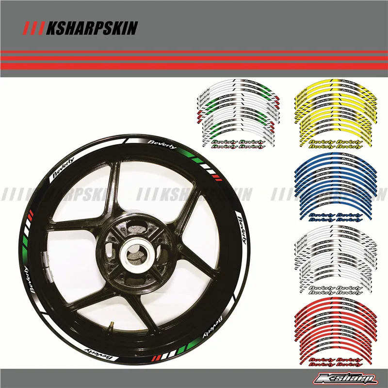 12 X толстый край внешний обод наклейки в полоску колесные наклейки подходят для всех Piaggio beverly 125 250 350 500 16''14''