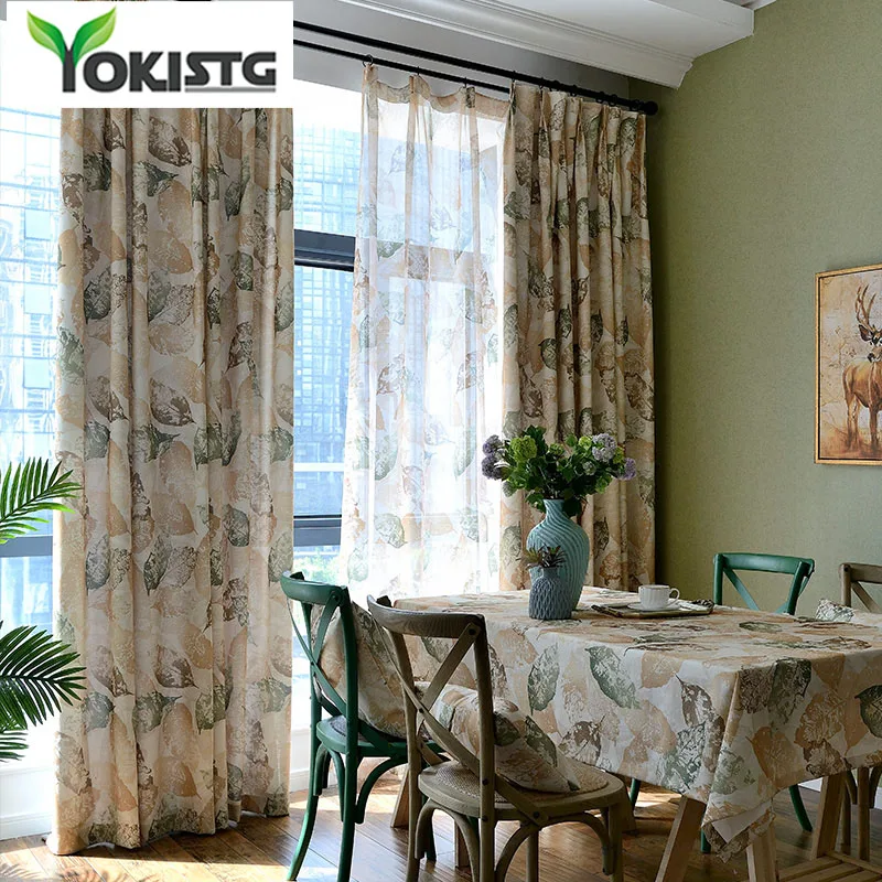 Затемняющие шторы YokiSTG в винтажном стиле с листьями для гостиной спальни кухни
