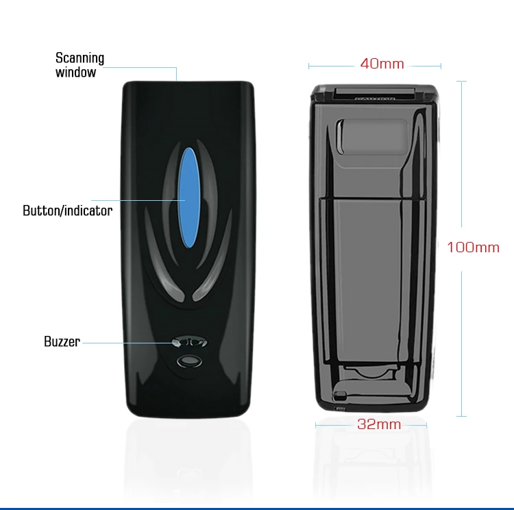 

IP42 Bluetooth мини беспроводной портативный 2D сканер штрих-кода с памятью HM5