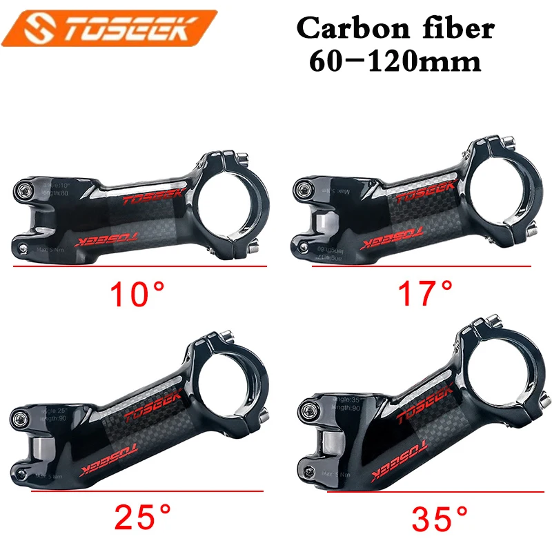 Toseek Carbon Fiber Stem 31.8mm Handlebar Stems Glossy Mountain Bike 60