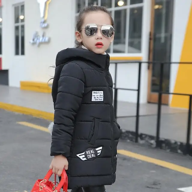 Детская стеганая куртка детская верхняя одежда утепленная детская одежда с хлопковой подкладкой осенне-зимние куртки для девочек 10 лет, пальто, одежда - Цвет: Черный