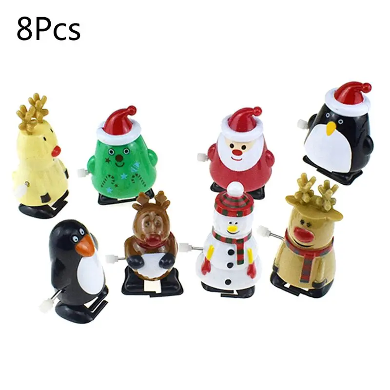 8 шт Санта Клаус Лось Пингвин Снеговик заводная игрушка верхняя цепь Рождественский подарок