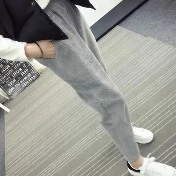 Autumn Women Corduroy Pants Pantalon Mujer Elastic Waist Harem Pants Plus Size 3XL Sweatpants Trousers Loose Pants DV231