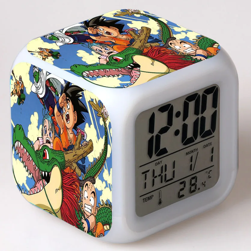08 Dragon Ball Z светодиодный детский будильник красочные вспышки сенсорный свет Гоку мультфильм цифровые настольные часы с температурой электронные часы - Цвет: 08