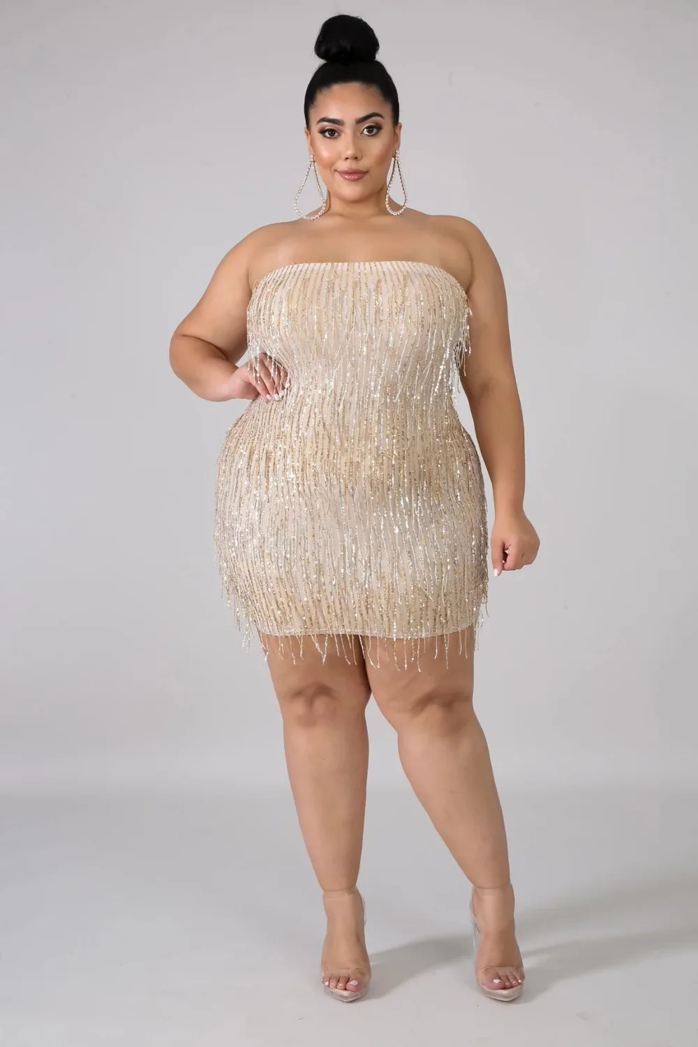 Xl-5XL Mini Dress Sequined Off The Shoulder  Robe Sexy Party & Clubwear Sleeveless Plus Size Women Party Out (15)