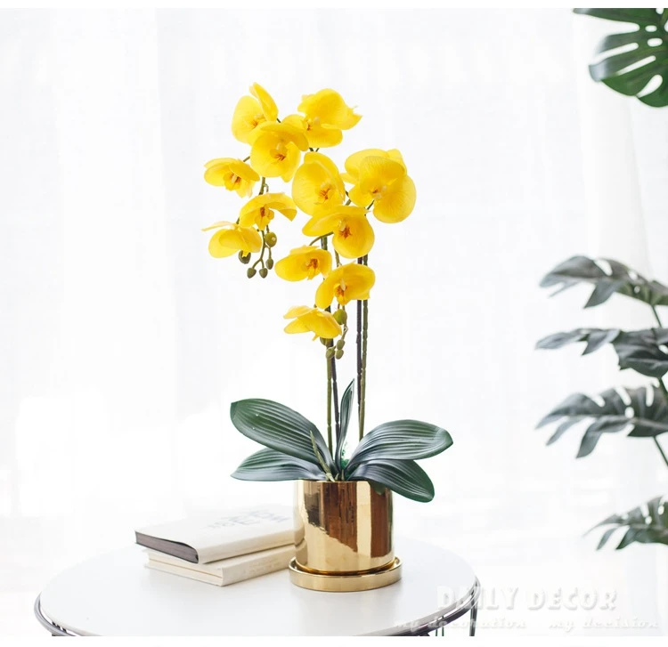 Real Touch / Felt Artificial Orchid Flowers Suit Handmade Ikebana Pots  Arrangements Flores Artificiais Arranjos / Orquideas - Artificial Flowers -  AliExpress