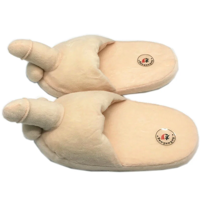 Flesh-colored penis Унисекс; один размер; зимние мужские тапочки для пениса; женские домашние шлепанцы с забавной грудью; женские теплые домашние сандалии с единорогом; вьетнамки - Цвет: Flesh-colored penis