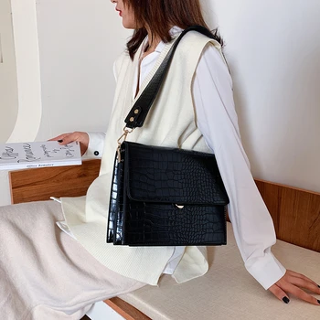 

Vintage Bags Retro Female PU Leather Hasp Messenger Bags For Girls Ladies Alligator Pattern Crossbody Bags For Women 2019