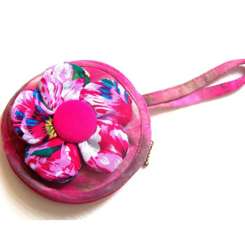 rose red Кошелек с цветочным узором для монет, Женский пасторальный стиль, этнический пакет, мини-кошелек для мелочи, женская сумка для монет на молнии, маленький круглый мешочек - Цвет: rose red