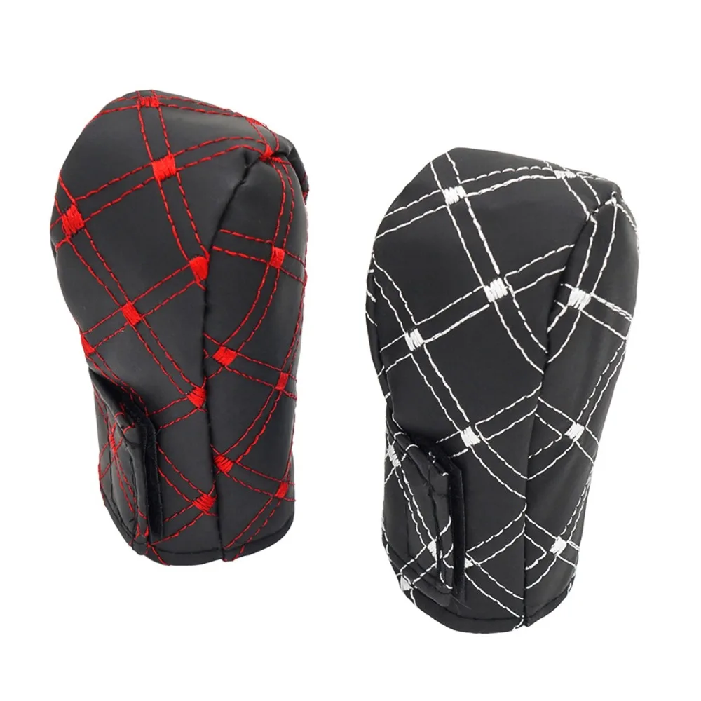 

2 in 1 Set Car Gear Shift Collars Handbrake Gear Shift Knob Cover Faux Leather Shift Knob & Hand Brake Protection