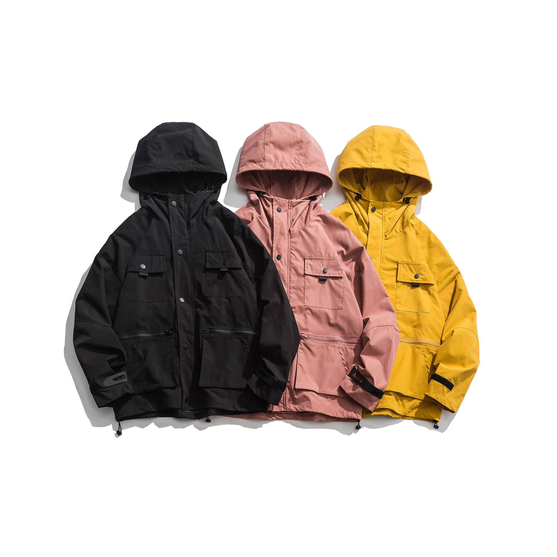 

City Where the Product Autumn New Style Back Printed Letter Men Hooded Multi-pockets Jacket Outdoor Men'S Wear