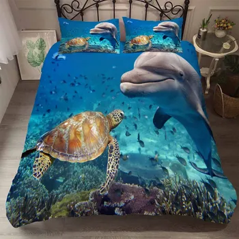 

Sea Animal Shark Sea Turtle Bedding Set Doona Bedroom Decor Quilt Cover Comforter Cover 1PC Duvet Cover Pillowcase Dropship