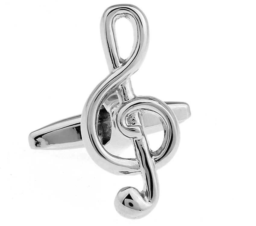 silver Музыкальные запонки для мужчин, дизайн музыкальной нотки, качественный латунный материал, браслет серебристого цвета, звенья, опт и розница - Окраска металла: silver