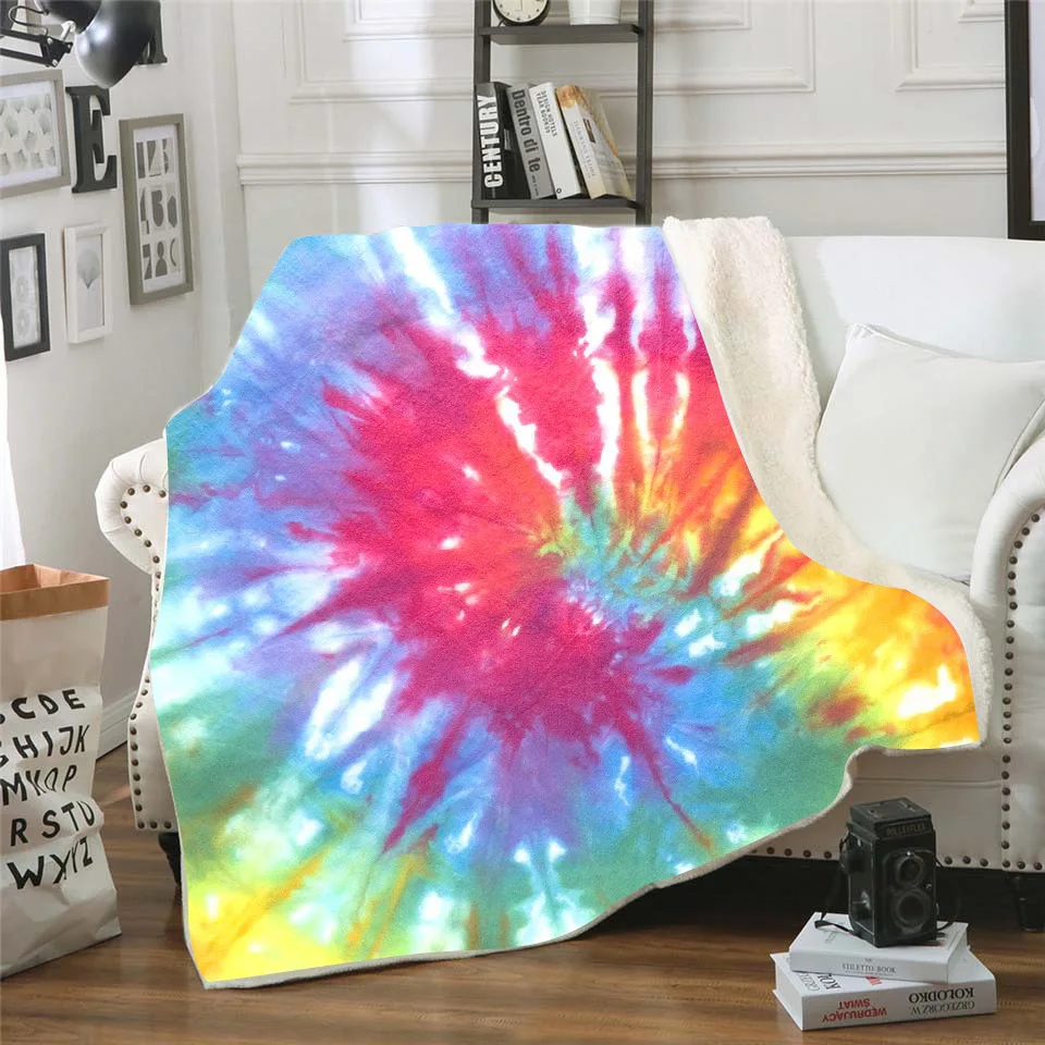 Красочное Psychedelic tie dye одеяло 3D Полное печатное носимое для взрослых/детей