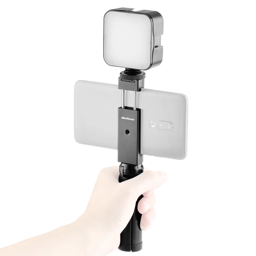 

Phone Clamp With Cold Shoe Mount Led Video Light Microphone Vlog Handle kit Phone Mount for iPhone Android Smartphone Vlogging