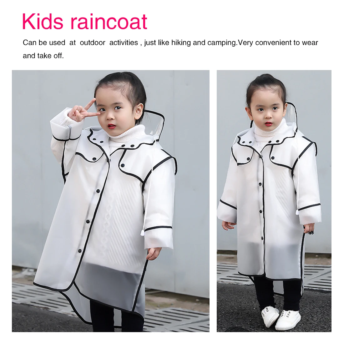 

Transparent Waterproof Children's Raincoat EVA Rain Coat Girls Windproof Poncho Kindergarten Kids Baby Rainwear Rainsuit
