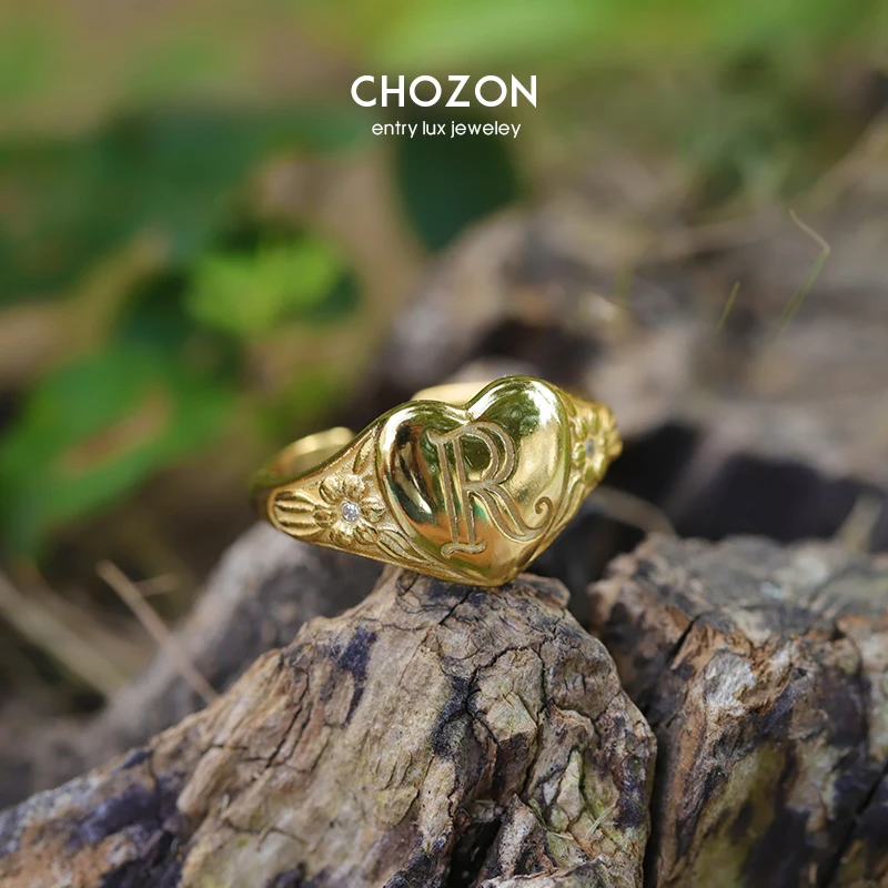 Кольца из стерлингового серебра 925 пробы для женщин, регулируемое кольцо с несколькими линиями, с большим камнем, золотыми буквами, гравированным крестом, ювелирное изделие - Цвет основного камня: L